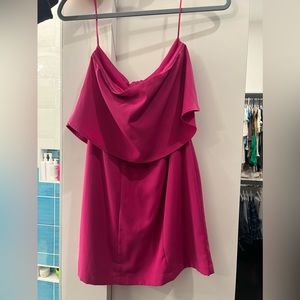 Strapless hot pink mini dress